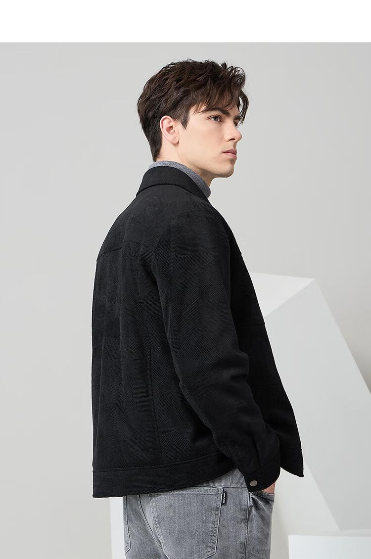 DANCING WOLVES 85% Duck Down Autumn Winter Corduroy Lapel Thick Men's Down Jacket 102 Dark Blue 175 10