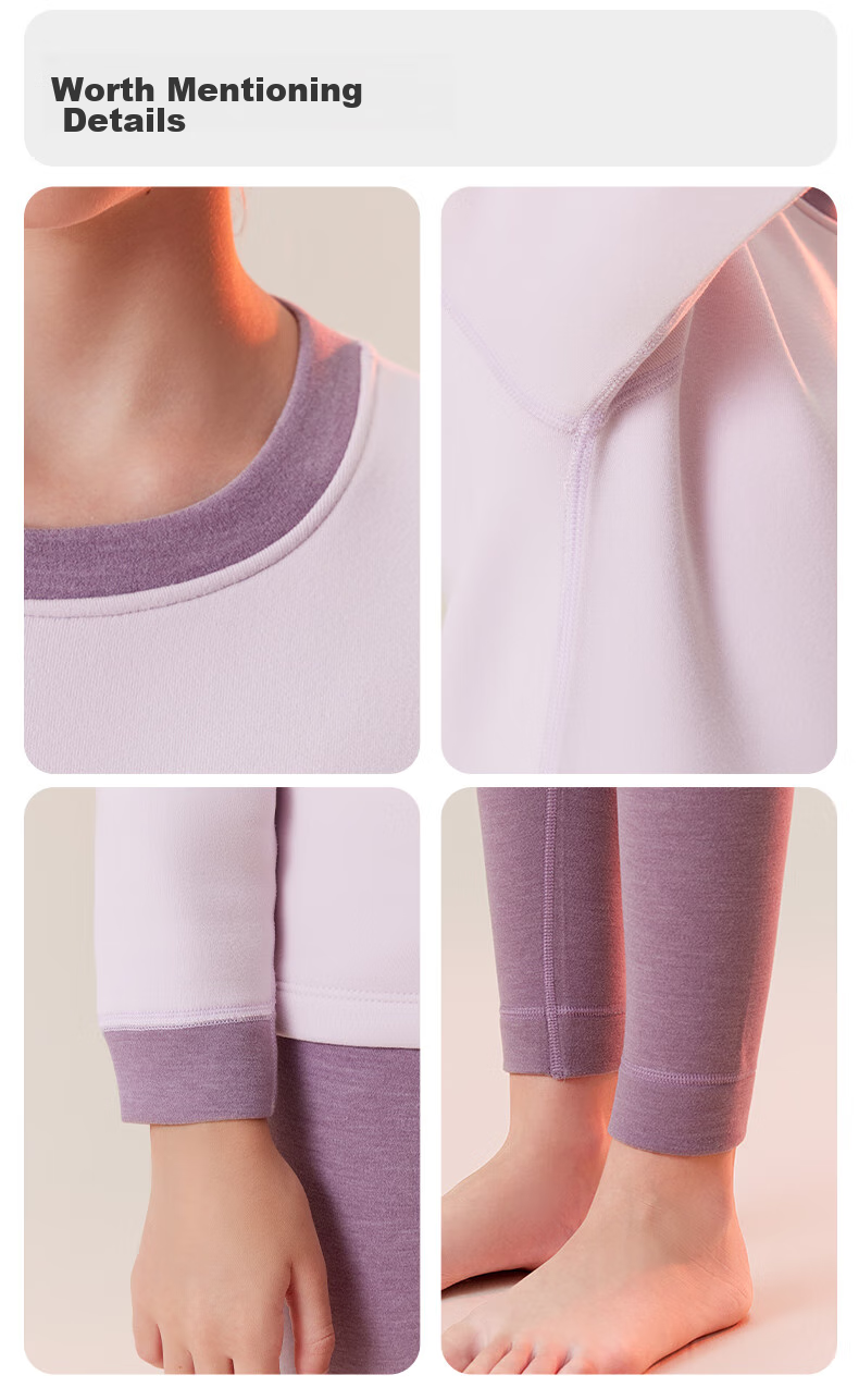 LangSha Children's Thermal Underwear Set, Girls' Fleece-Lined Thickened Autumn Top And Pants, for Older Children, Thick Home Wear Pajamas 12