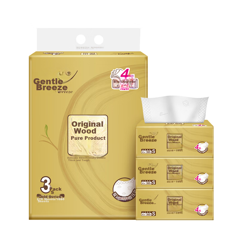 APP Facial Tissues, Soft And Smooth 4-Ply 90 Sheets * 3 Packs M Size, Face Tissues Napkins, Toilet Paper Tissues for Home Use, Bulk Pack