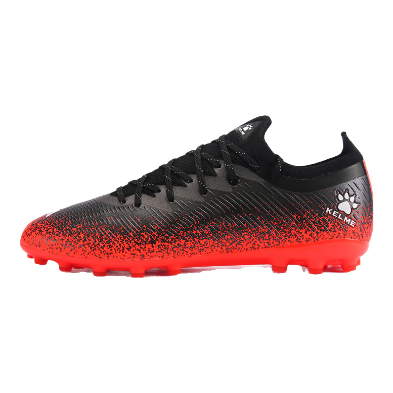 KELME MG Soccer Shoes for Men, Breathable Short Studs, Student Competition Round Studs, Adult Shoes, Black Fluorescent Orange, Size 43