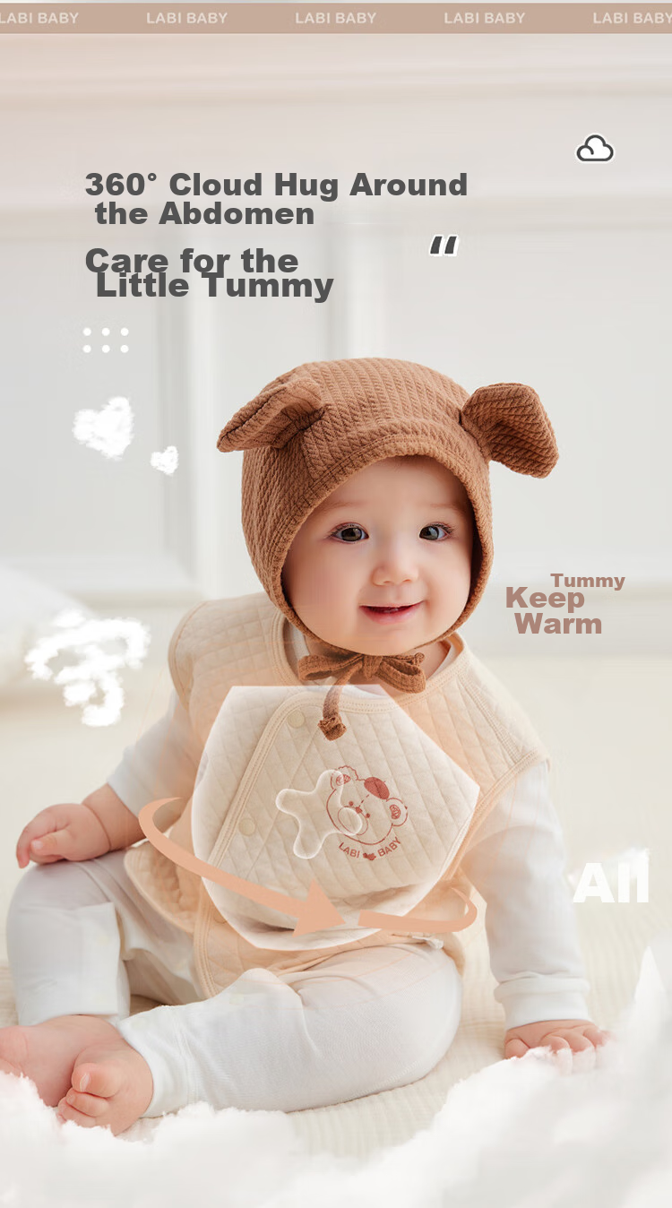 Labi Baby Children's Vest with Full Opening, Baby Waistcoat Spring And Autumn Boys And Girls Home Warm Vest, Khaki 110 8