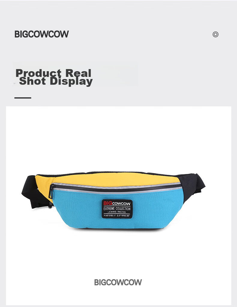 BIGCOWCOW Crossbody Bag for Men And Women, Chest Pack, Casual Shoulder Bag, Waist Pack, Messenger Bag, Men's Bag, Sports Bag for Women, Blue/yellow 10