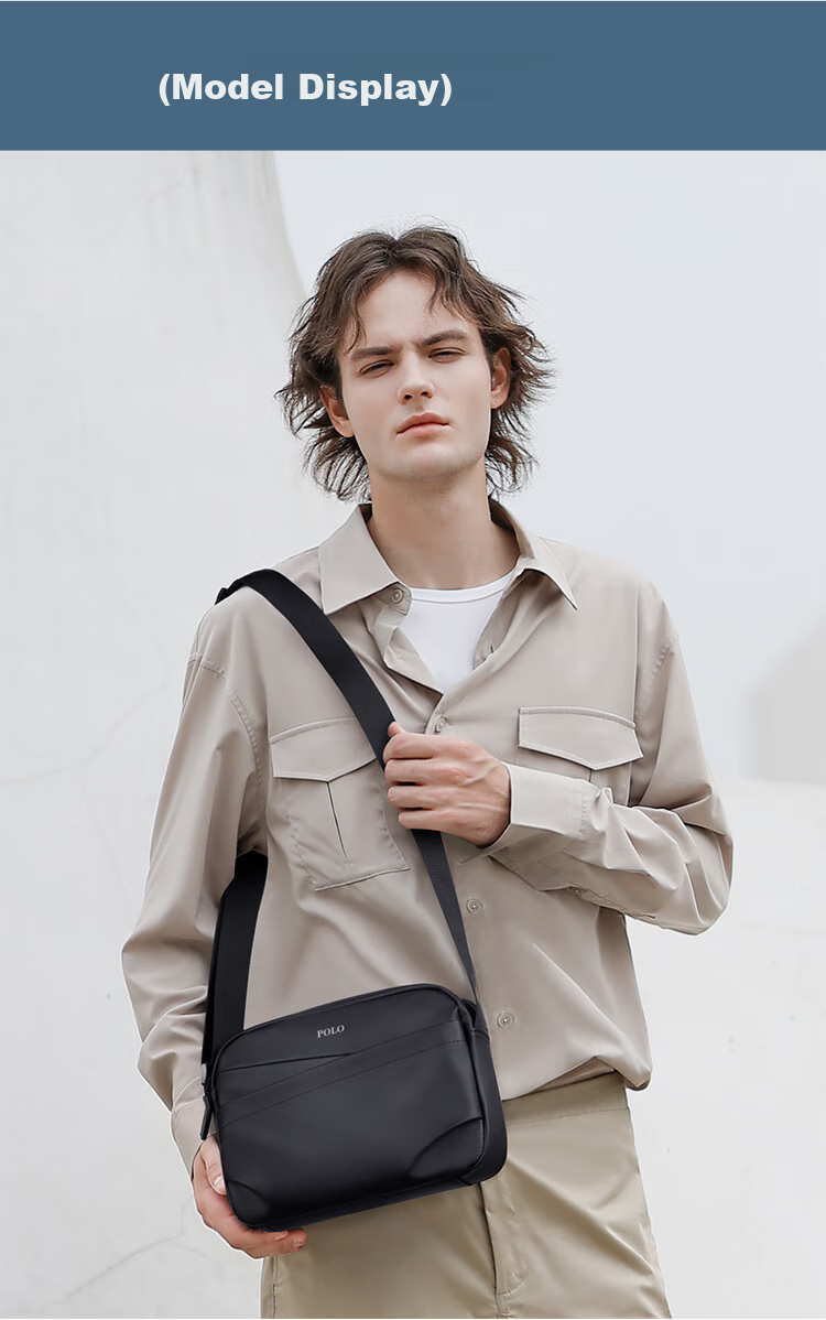 POLO Shoulder Bag, Men's Casual Crossbody Bag, Sports Satchel, Vertical Style IPad Bag for Men, Commuter Large Capacity Phone Bag 13