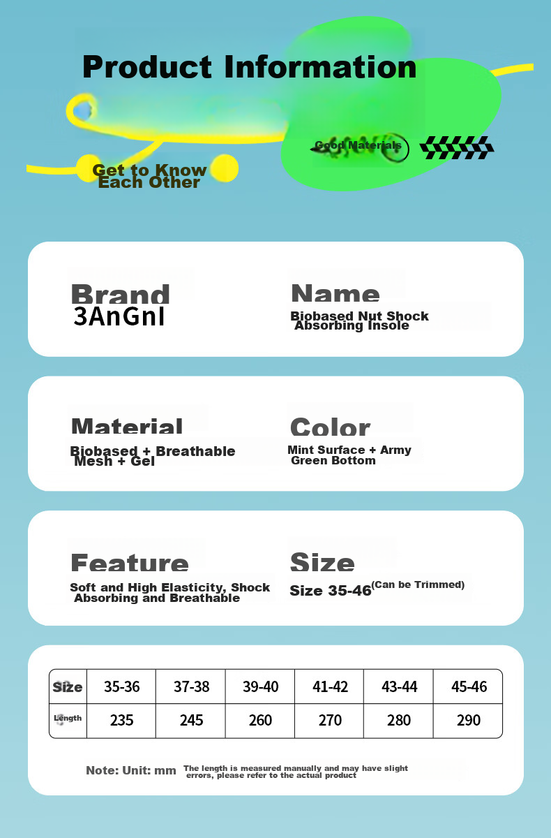 3AnGnI Odor-Resistant Insoles for Men And Women, Sports Military Training Long-Standing Biological Antibacterial Shock-Absorbing Breathable Soft Elastic 2 Pairs Pack, Size 45-46 11