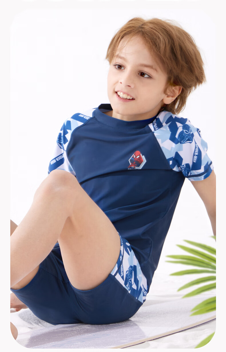 Disney Boys' Training Two-Piece Swimsuit, Quick-Dry Swim Shorts for Older Children, M240387A Navy Blue, 120cm 6
