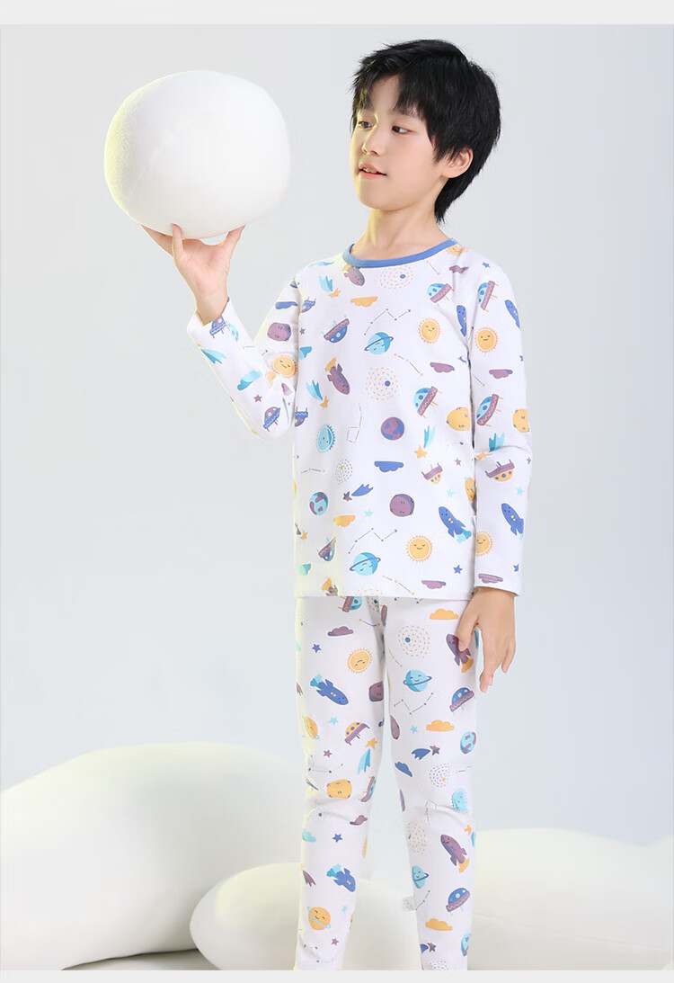 YUZHAOLIN Children's Thermal Underwear Set, Boys And Girls Cotton Pajamas Base Layer Autumn Clothes And Pants Set, Deer Pattern, Size 150 15