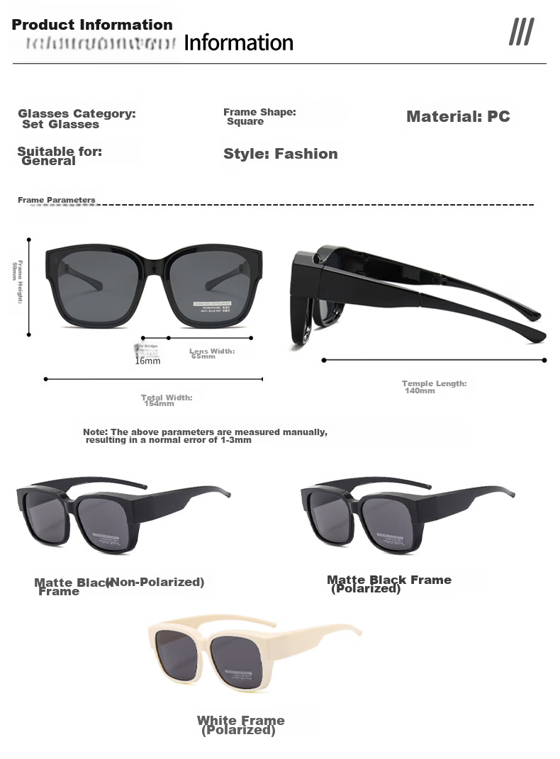 HB Sand Black Frame Night Vision Polarized Goggles, Anti-Glare for Driving at Night, Can Be Fitted with Prescription Glasses, Sunglasses 11