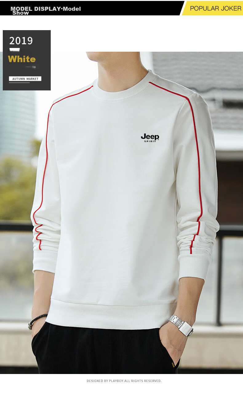 JEEP SPIRIT Men's Sweatshirt, Spring And Autumn Long-Sleeve T-Shirt, Outdoor Casual Versatile Round Neck for Young And Middle-Aged, Black, XL 9