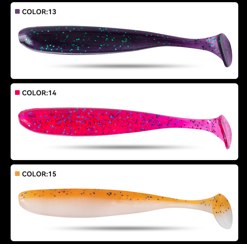 Guowangliya Soft Bait with T-Tail, Freshwater Mandarin Fish Bait, Lead Head Hook, Bottom Fishing for Bass And Snakehead, Artificial Bait, 6.3cm/02 Color/16 Pieces 11