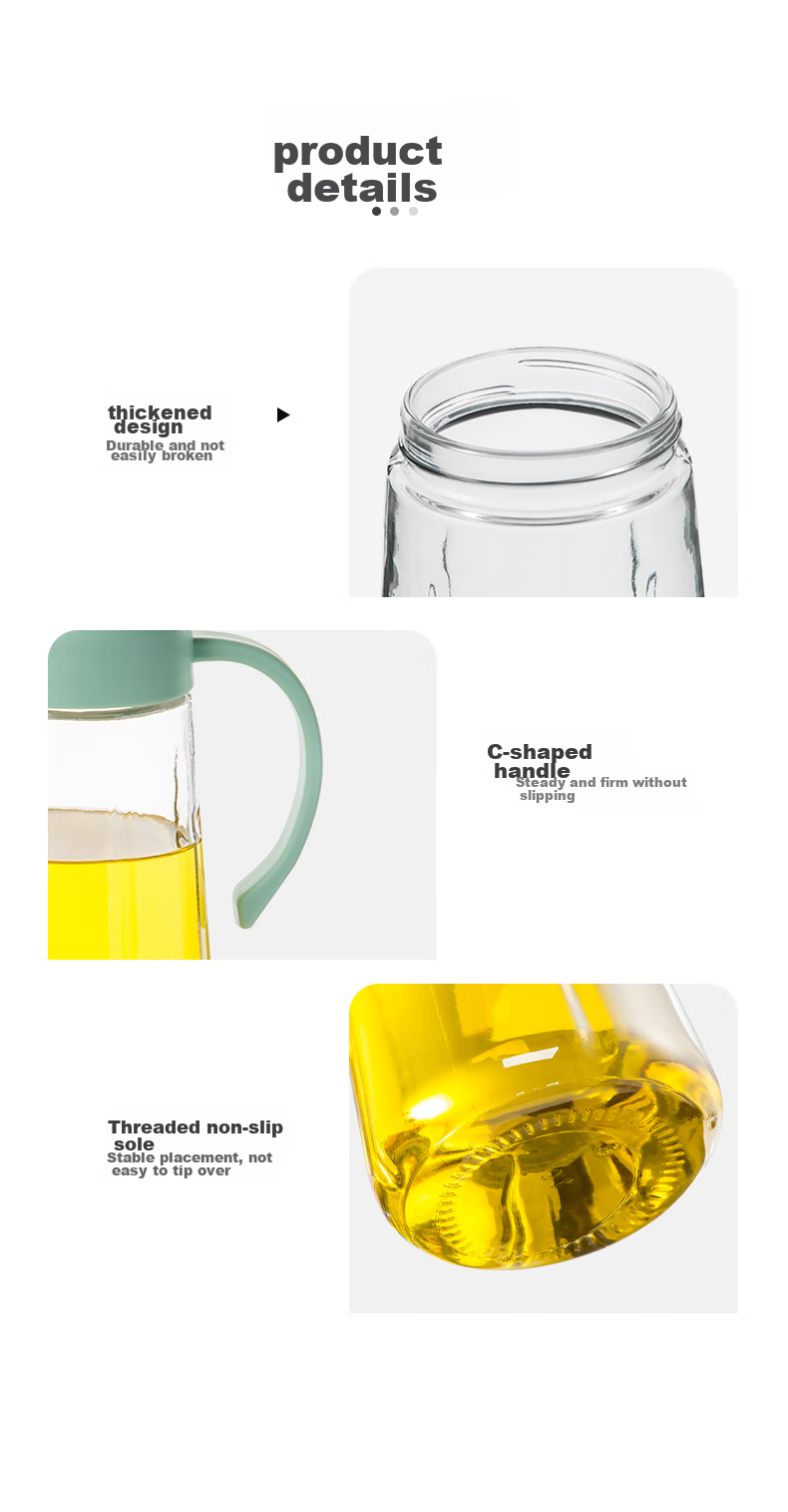Chuida Huang Kitchen Household Glass Oil Dispenser Transparent High Borosilicate Glass Oil Bottle 600ML 11