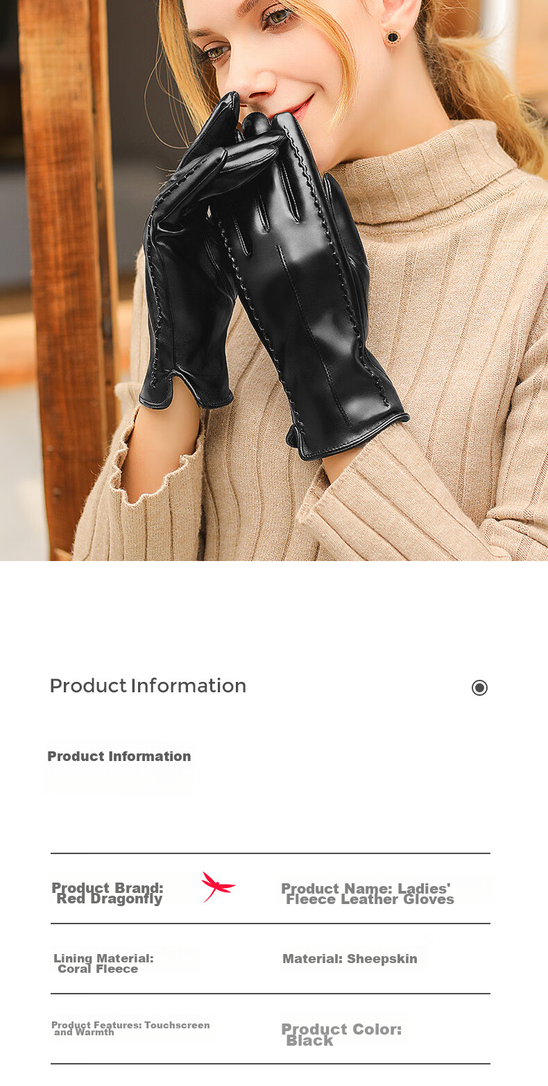 RED DRAGONFLY Women's Genuine Leather Winter Gloves Fleece Lined Warm Waterproof Windproof Motorcycle Riding Sheepskin Gloves 14
