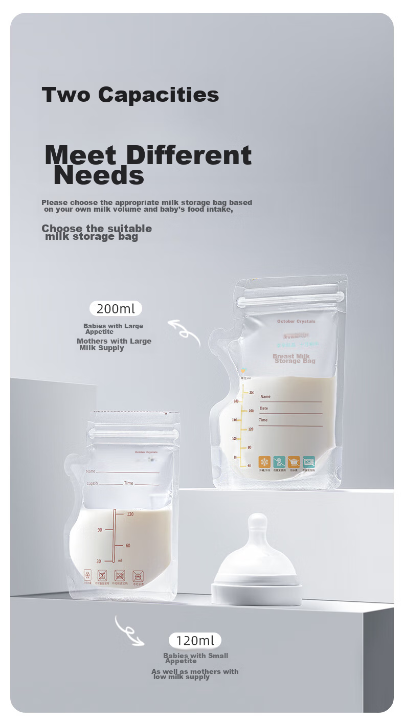 Shiyuejiejing Breast Milk Storage Bags, 200ML, 36 Pieces*2, Bottle Opening Style, Randomly Shipped 11