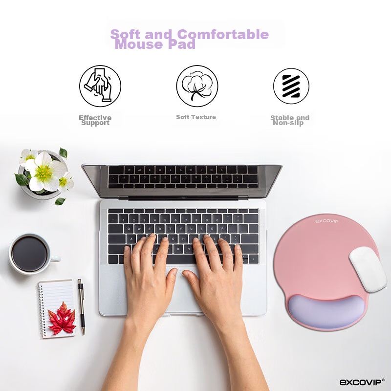 EXCO Pink + Purple Color-Block Mouse Pad Wrist Rest Large Silicone Soft Desk Pad Wrist Support for Women, Laptop Office Gaming Wrist Pad Non-Slip Mouse Pad for Men 9903 5