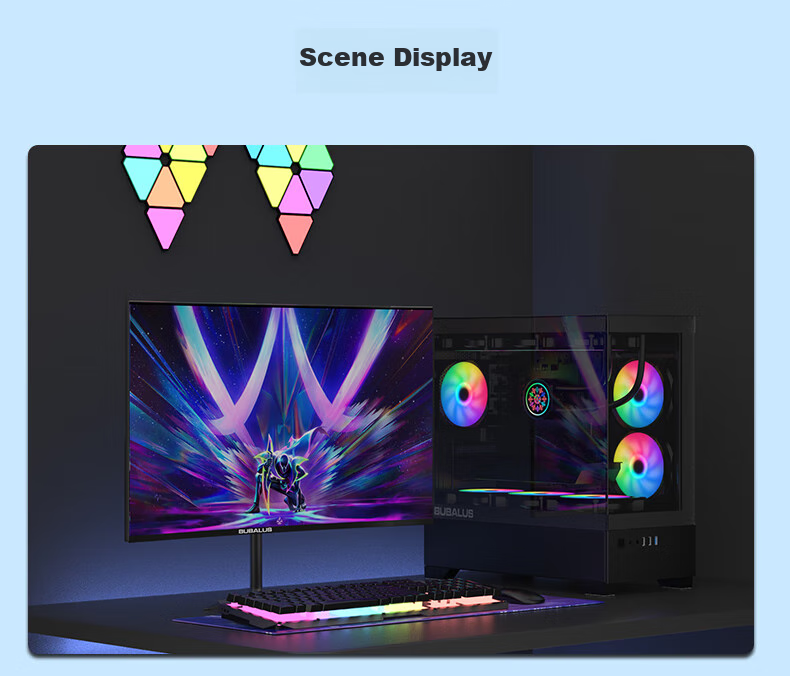 BUBALUS Phantom Black No-Pillar Panoramic Case (360mm Radiator Support / Full-View Tempered Glass / Supports 5-Slot M-ATX Motherboard / Long Graphics Card Compatible) 15