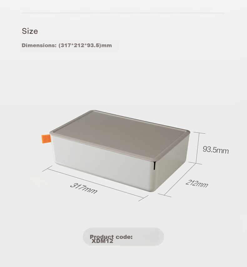 Deli Xdomo Series Storage Box with Lid, Office Desk Makeup Organizer with Silicone Clasp, Green Medium Size XDM12 14