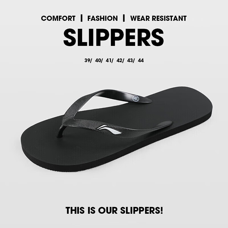 Li-Ning Flip Flops for Men And Women, Non-Slip Swimming Slippers, Summer Outdoor Wear, Soft Sole, Shower Anti-Odor Waterproof Sandals, Size 40