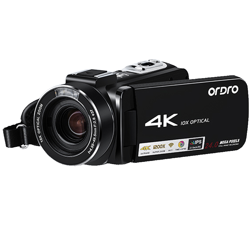 ORDRO AC7 4K HD Camera Professional Live Streaming Camera Digital DV Recorder, 10x Optical Zoom Vlog Short Video Home Travel Conference All-In Recording Device