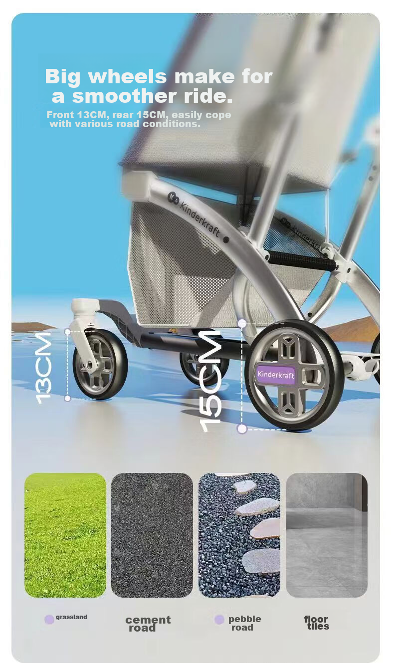 KinderKraft KK Pocket Stroller, Xiaohan Dou Walking Aid, Lightweight Stroller for Babies, Foldable And Compact Baby Carriage, Gray 15