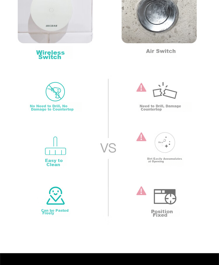 BECBAS Intelligent Garbage Disposal, Kitchen Food Waste Crusher, Wireless Switch E40evo 10
