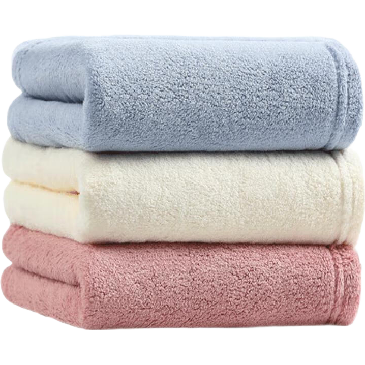 Grace Antibacterial Thickened Towels, 2 Pieces, Class A Snowflake Velvet, Absorbent, for Men And Women, Face Washing, Bathing, Hair Drying, Large Face Towel, Water Blue + Rose Pink