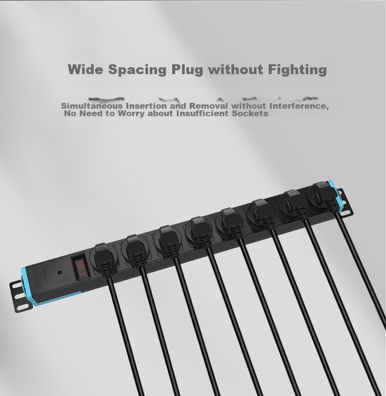 Kyfen PDU Cabinet Socket, 8-Outlet Master Control, 10A, 3 Meters, Lightning Protection, 1.5mm Flat Cable Diameter, 42mm Large Spacing, 360° Rotating Bracket, High-Power Socket 11