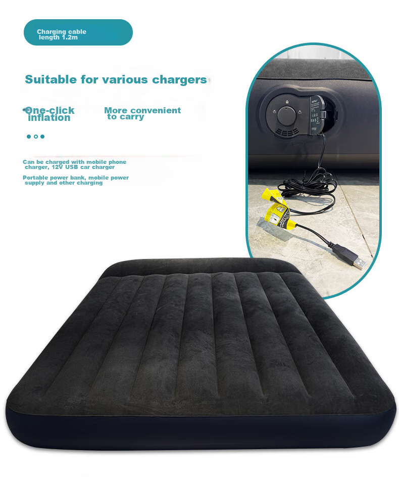 INTEX Built-In Electric Pump USB Port Three-Person Automatic Inflatable Mattress Nap Tent Pad Moisture-Proof Mat Folding Bed 66129N 8