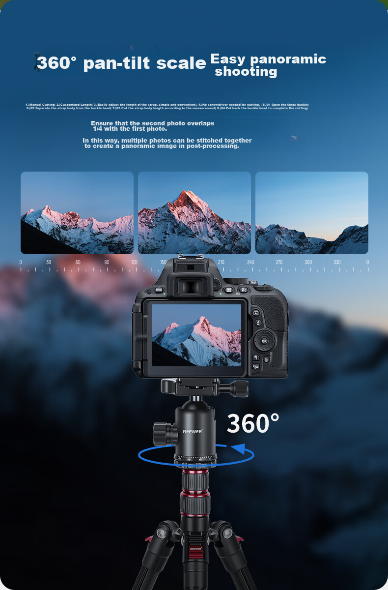NEEWER Aluminum Alloy Tripod Portable 2-Section Center Column with Phone Clamp for Mirrorless And DSLR Cameras, Travel Tripod Inverted Panoramic Ball Head Ultra-Light Tripod TP77 5