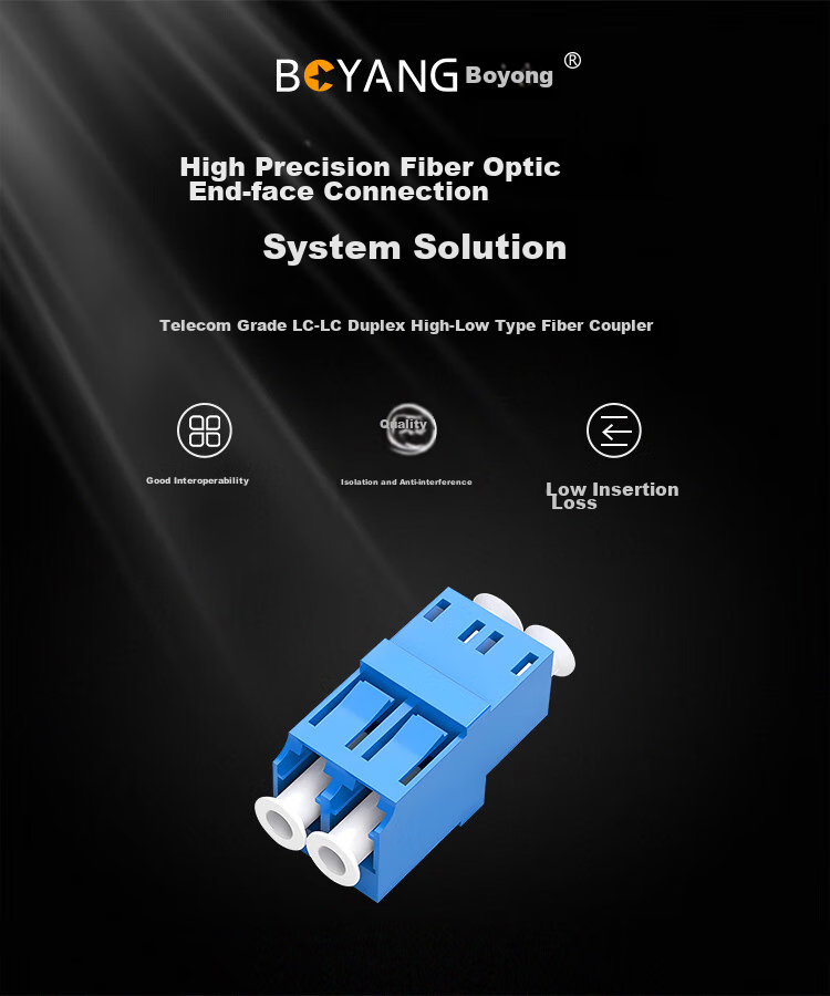 BOYANG BY-F552 Telecom-Grade LC Coupler, LC Duplexer High-Low Interface, Fiber Optic Flange Adapter, Fiber Optic Extension Connector 1
