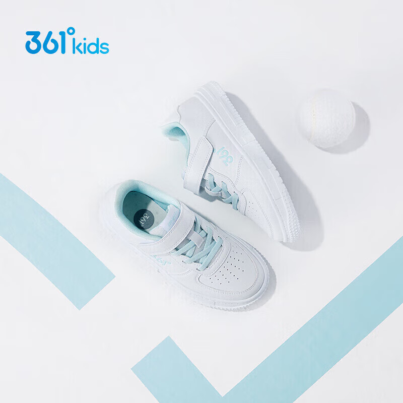 361° Children's All-Season Skateboard Shoes for Boys And Girls (Ages 3-12), Versatile Velcro Skateboard Shoes, White Sneakers, Green, Size 28
