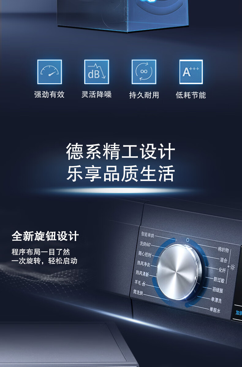 西门子(SIEMENS) 悠享系列10kg/7kg洗烘一体机 热风除菌 蒸气护理 智控烘干WN54A1X12W(湖蕴蓝)