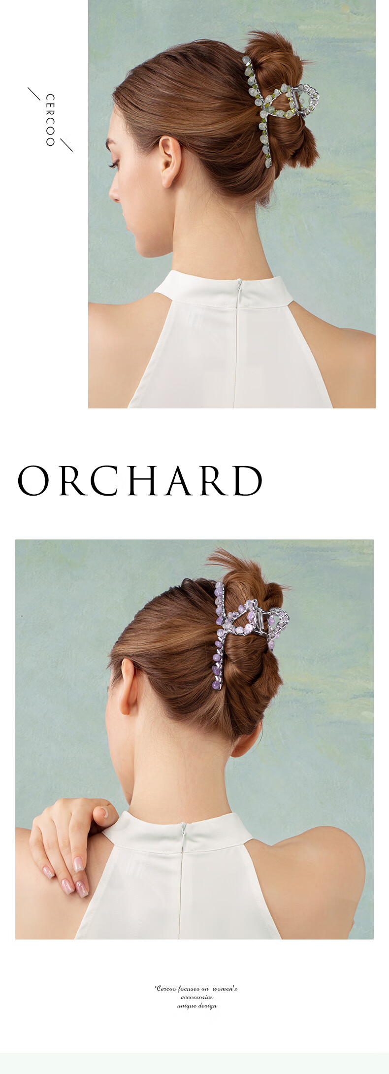 Cercoo Alguoyuan Crystal Large Hair Claw Clip, Back of Head Shark Clip, High-End Hair Clip, Hair Accessory, Elegant 4
