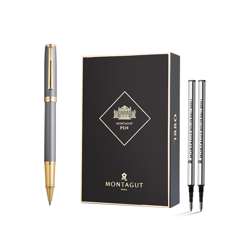MONTAGUT [Mid-Autumn Festival Gift] Signature Pen Gift Box for Teachers, High-End Practical Exquisite Business Ballpoint Pen Gift Encounter Series Pearl Gray 0.5mm
