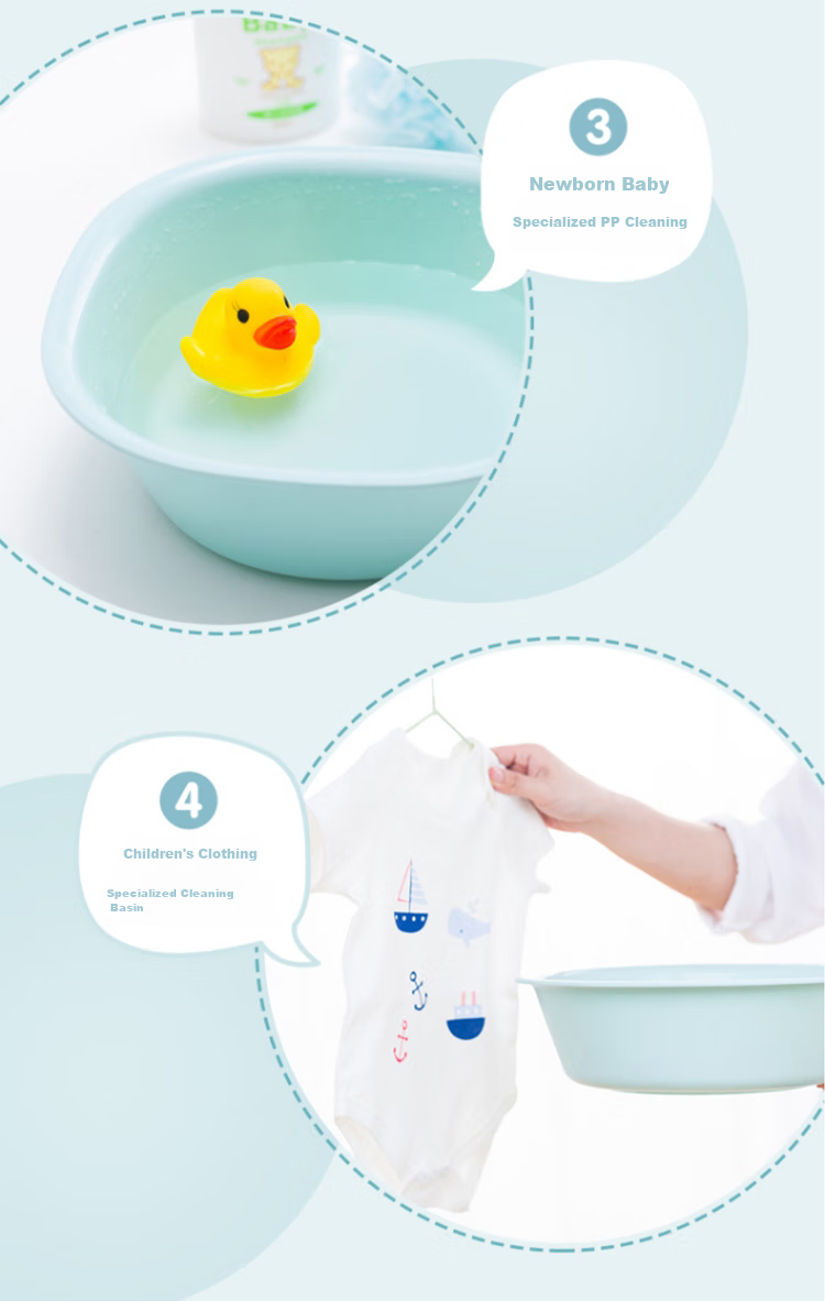 CHAHUA Antibacterial Plastic Basin, 25.5cm, 1 Piece, Face Washing Basin for Babies And Children, Underwear Washing Basin, Foot Washing Basin, Blue * 10