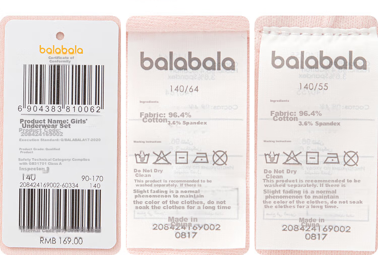 BALABALA Girls' Autumn And Winter Thermal Underwear Set, Thick Warm Base Layer Sleepwear for Children And Toddlers, 208424169001 37