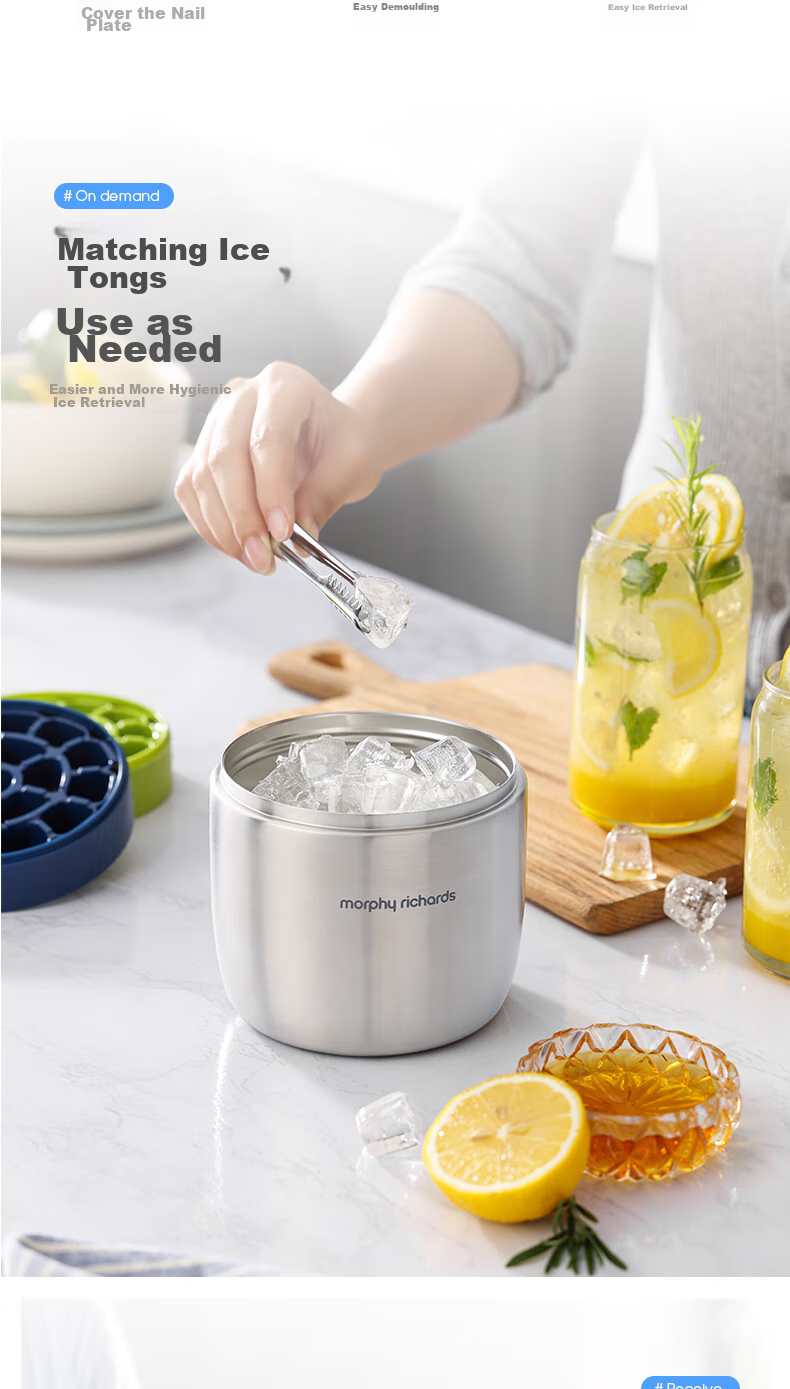 Morphyrichards Ice Cube Tray Mold, Three-Layer Ice Maker with Quick Release, Stainless Steel Ice Storage And Insulation Bucket, Home Ice Maker Mold MR1105 15
