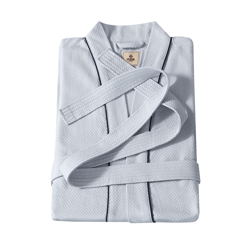 Grace Five-Star Hotel Bathrobe for Couples, Pure Cotton Soft Absorbent Home Bathrobe, All-Cotton Unisex, Moon Gray, M