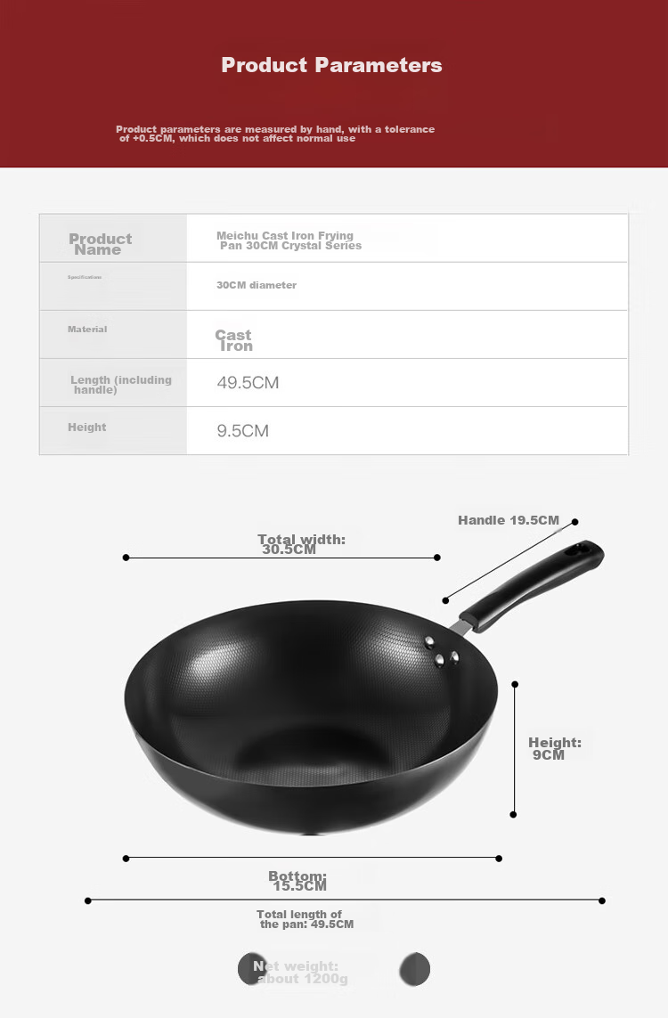 MAXCOOK Wok Iron Pan 30CM Compatible with Gas And Induction Stoves, Non-Coated, Suitable for Iron Spatula MDB-30 9