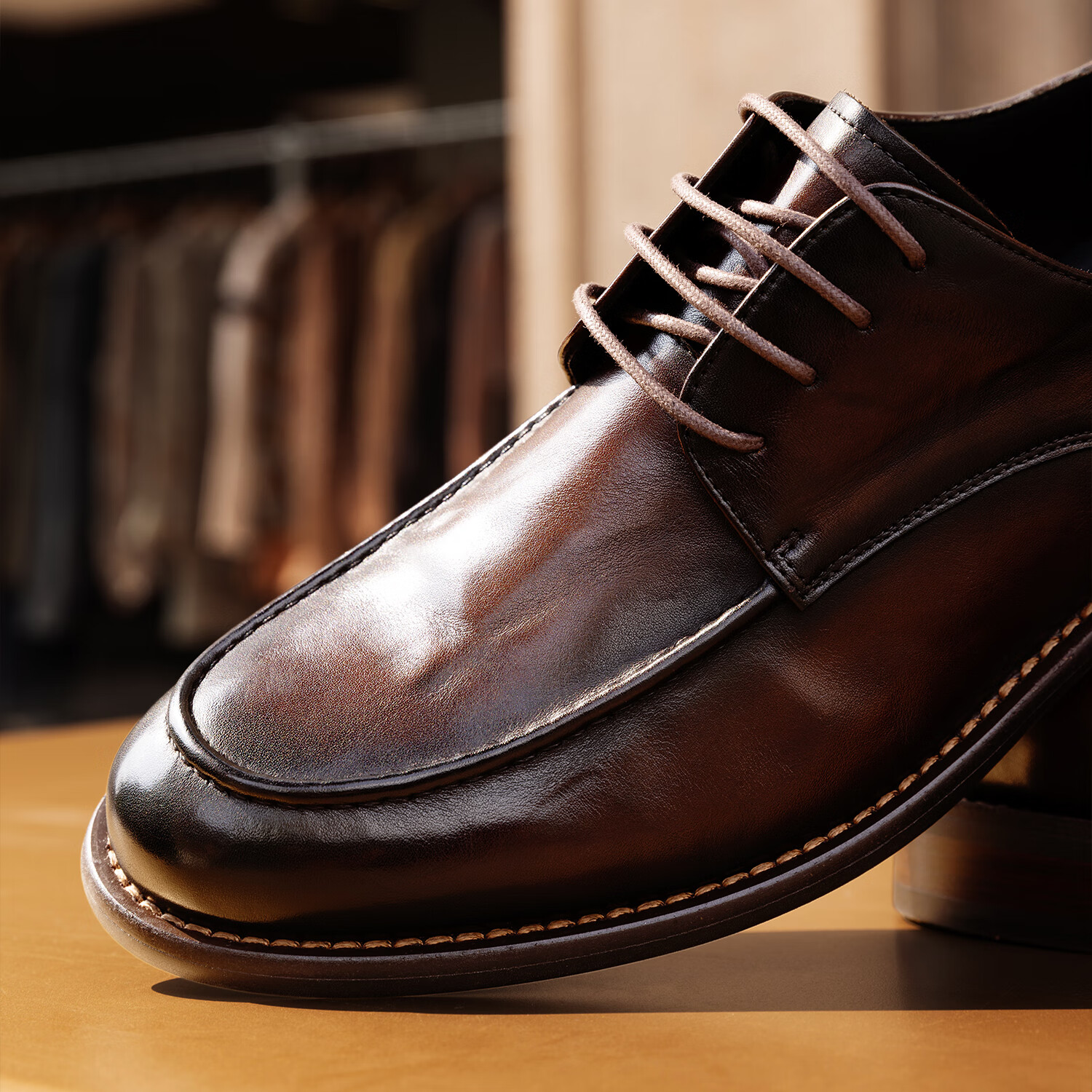 DESAI Hand-Scraped Texture Business Casual Leather Shoes for Men, Genuine Leather Suede Formal Handmade Men's Shoes, Brown, Size 39