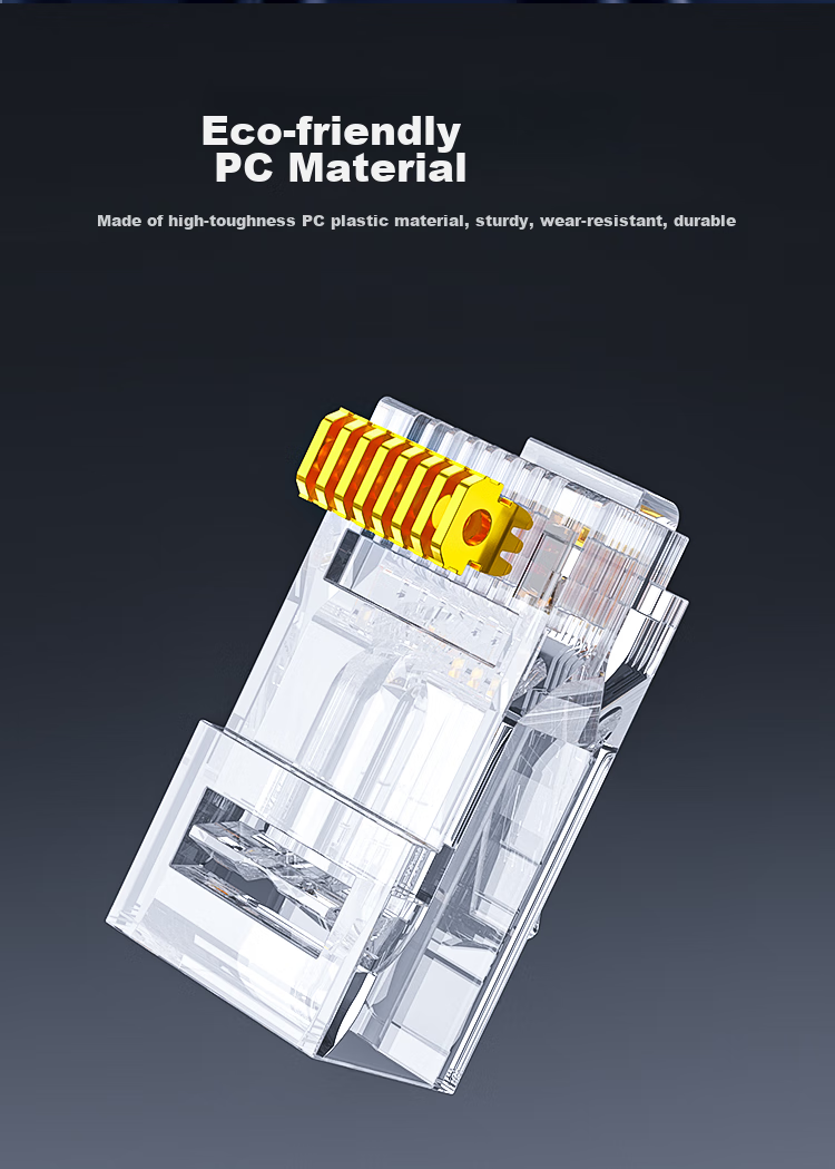 HAILE Category 6 Pierced Crystal Head Gold-Plated Network Cable Through-Hole Connector, Pack of 100, HT-510A 10