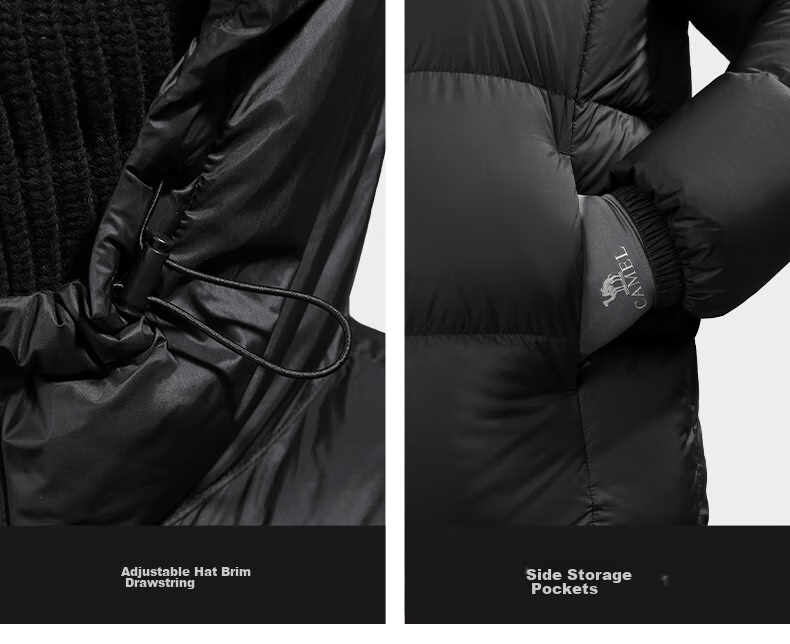 CAMEL [Hug] Winter Outdoor Water-Resistant down Jacket, 600 Fill Power, Unisex Thick Hooded Warm Puffer Coat 41