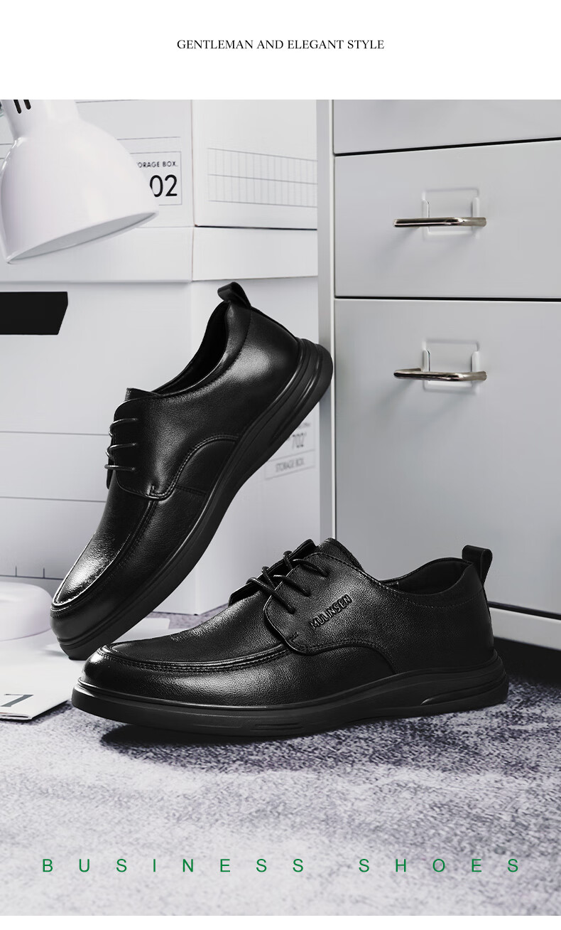 MULINSEN Men's Leather Business Casual Shoes, Breathable Soft-Soled Middle-Aged Dad Shoes L3241012 13