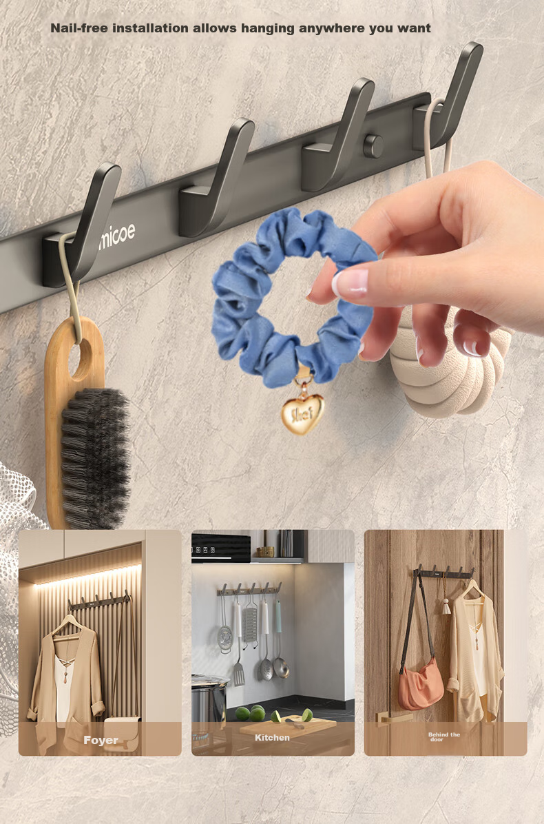 MICOE Gunmetal Space Aluminum Bath Towel Rack, Bathroom Thickened Foldable No-Drilling Towel Storage Rack, Bathroom Towel Holder 24