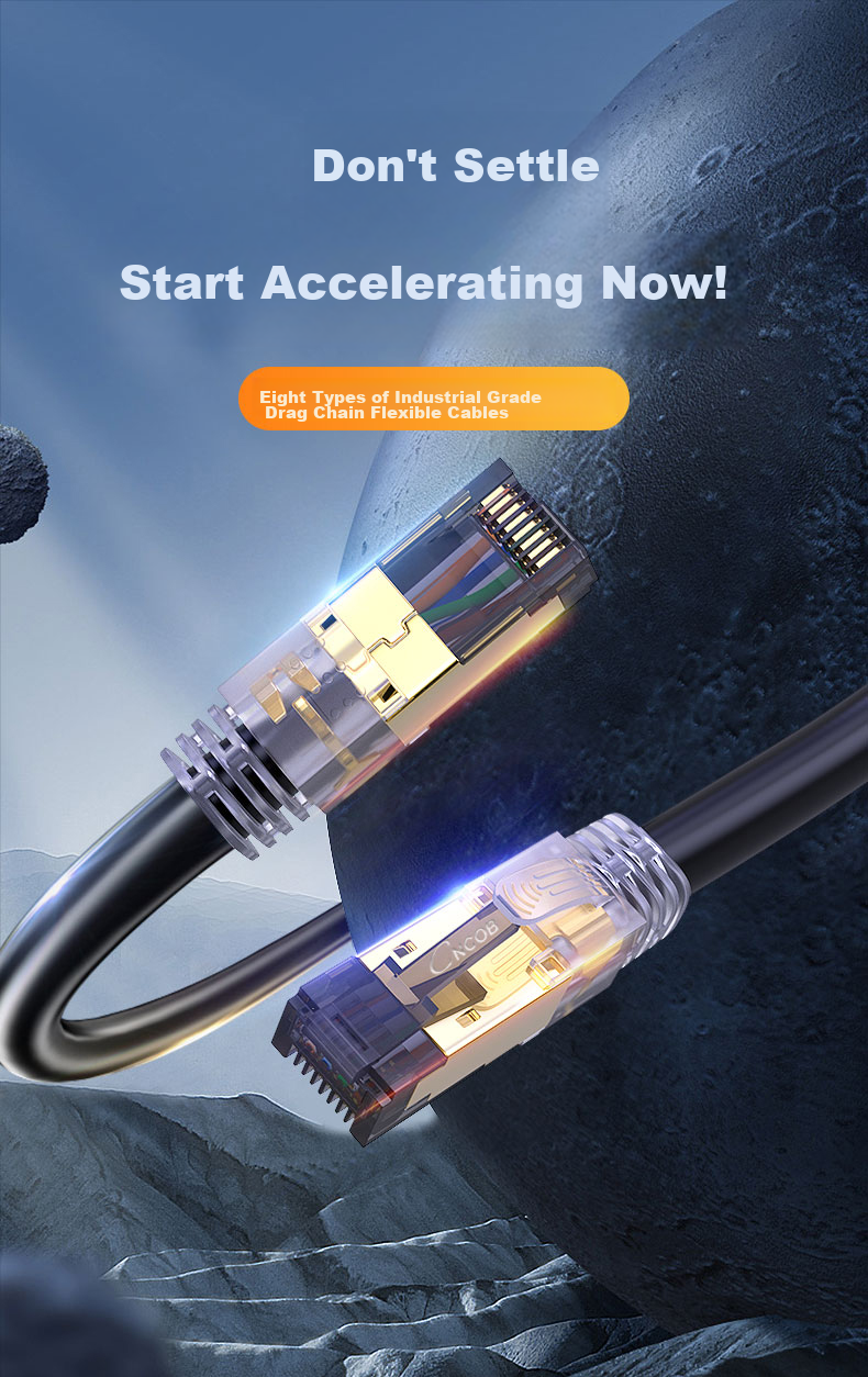 CNCOB Cat8 Ethernet Cable, Engineering Grade Double-Shielded Pure Copper 8-Core Twisted Pair Cable, Gaming Network Cable, 10 Gigabit Patch Cord, Home Computer Network Connection Cable, Cat8 Cable 2 Meters CN-5003 1