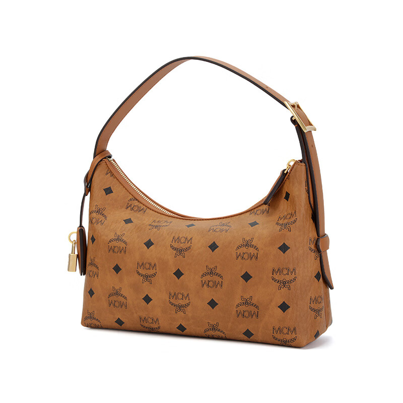 MCM AREN Small Crossbody Hobo Bag, Underarm Bag for Women, Cognac Color 4