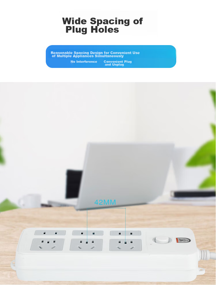 Zidantou New National Standard Safe Power Strip/Extension Cord/Power Bar/Power Strip/Power Board/Long Cord 6 Outlets Total Length 9.5 Meters TS-8691c 9