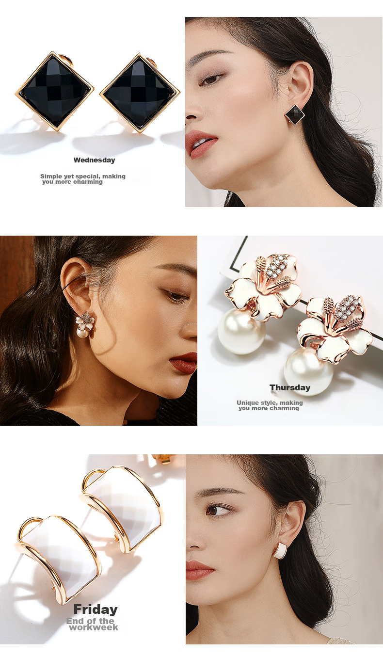Dairuo 925 Sterling Silver Stud Earrings, Versatile And Trendy, Slimming Effect, Elegant Rose Design, Practical Birthday Gift for Girlfriend 5