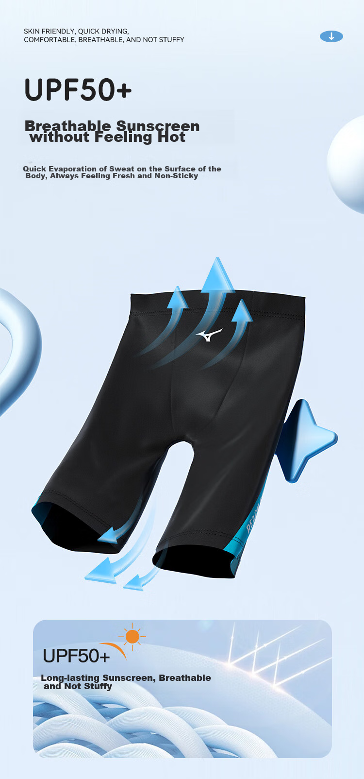 MIZUNO Children's Swimming Trunks for Boys And Teenagers, Professional Training Swimwear, Quick-Drying Breathable Long Five-Point Shorts B422 Green 160 4