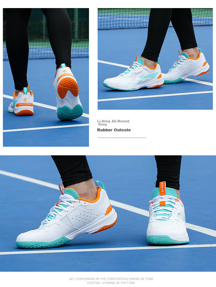 Li-Ning Badminton Shoes All-Round King V Unisex Shock-Absorbing Training Shoes Standard White AYTT001-5 White Size 44 8