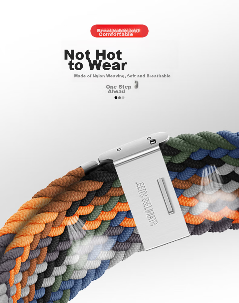 BHO Nylon Braided Loop Watch Strap Compatible with Huawei Watch GT7 Pro/GT6/GT5/GT4/GT3/Watch6/Watch5/4 Pro/3/2/Honor Magic2 Smartwatch 8