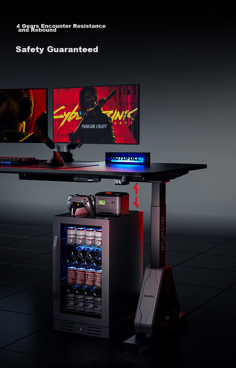 AOFENG A4Pro Gaming Desk Solid Wood Electric Height Adjustable Computer Desk Office Desk Black 1.8*0.8m 24